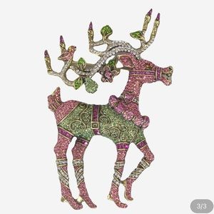 Heidi Daus "Dazzling Dancer" Pave Crystal and Enamel Reindeer Pin, Brooch
